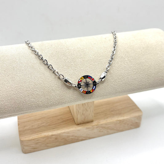 BR UOMO CATENA E ROSA DEI VENTI COLORATA