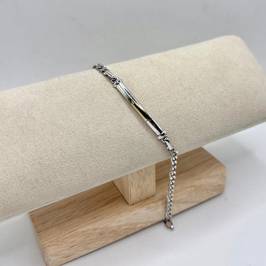 BR UOMO TARGA 4X0,4 CM CON INSERTI 18KT