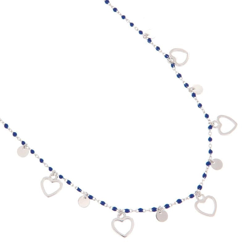 CL PERLINE BLU E CHARM CUORE E CERCHI
