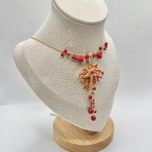 CL PERLINE ROSSE E CORALLO E STELLE ZIRC