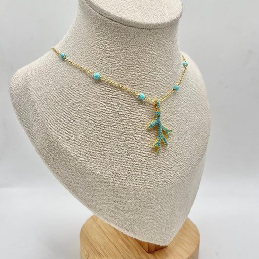 CL PERLINE AZZURRE E CORALLO AZZURRO