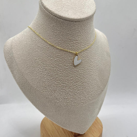 CL PENDENTE CUORE SMALTO BIANCO