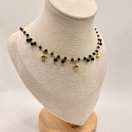 CL PERLINE NERE E CHARM STELLA BOMBATA