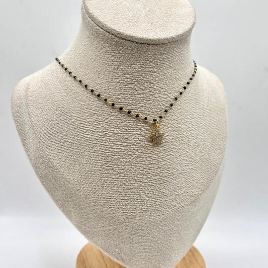 CL PERLINE NERE E STELLA ZIRCONI