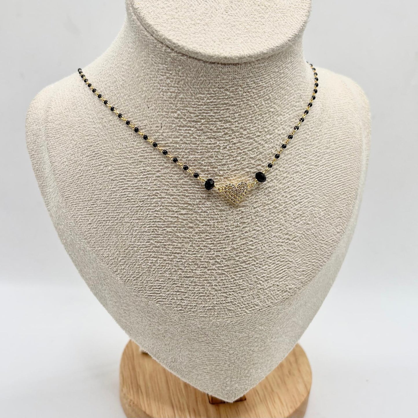 CL PERLINE NERE E CUORE ZIRCONI