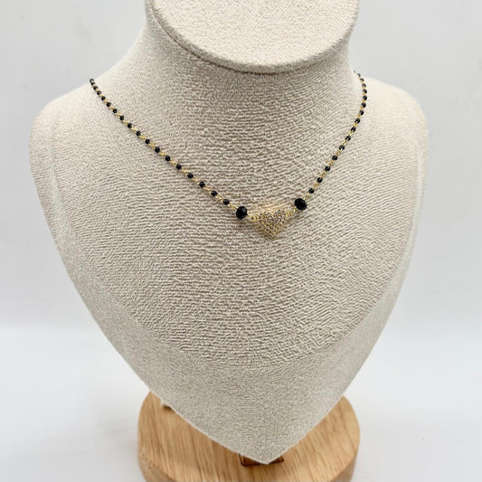 CL PERLINE NERE E CUORE ZIRCONI