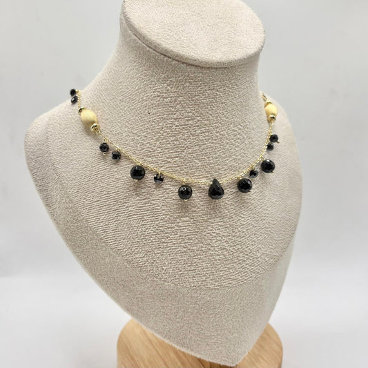 CL PERLINE NERE E SFERE SATINATE