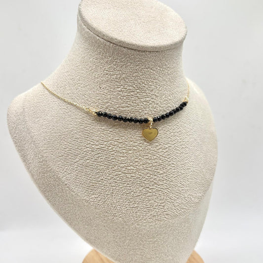 CL PERLINE NERE E CUORE