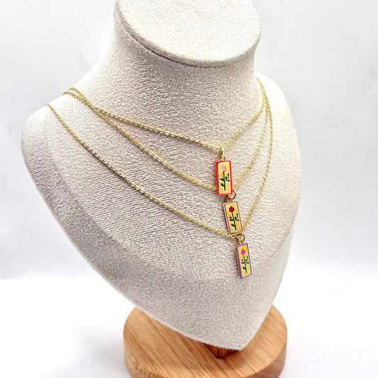 CL TARGHETTA RETT CON FIORE SMALTO