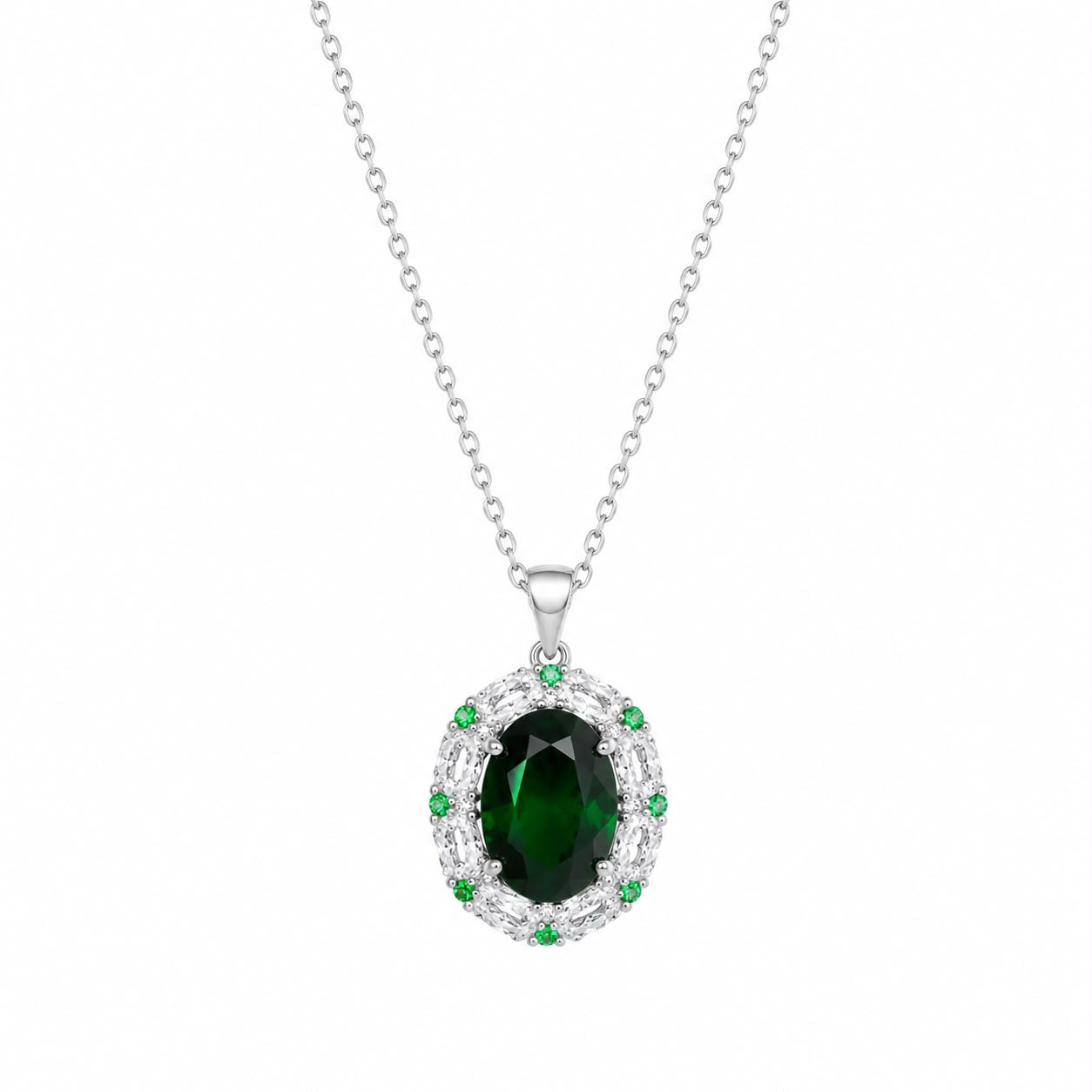 CL CON CIONDOLO OVALE E PIETRA VERDE