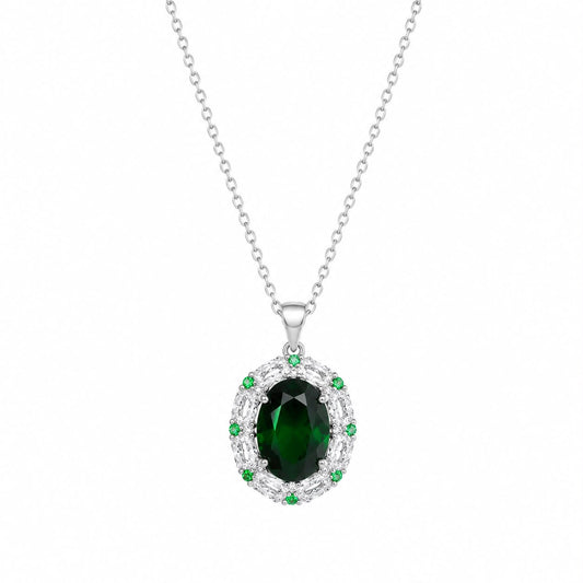 CL CON CIONDOLO OVALE E PIETRA VERDE