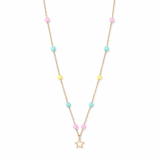 CL PERLINE COLORATE E CHARM STELLA TRAFORATA