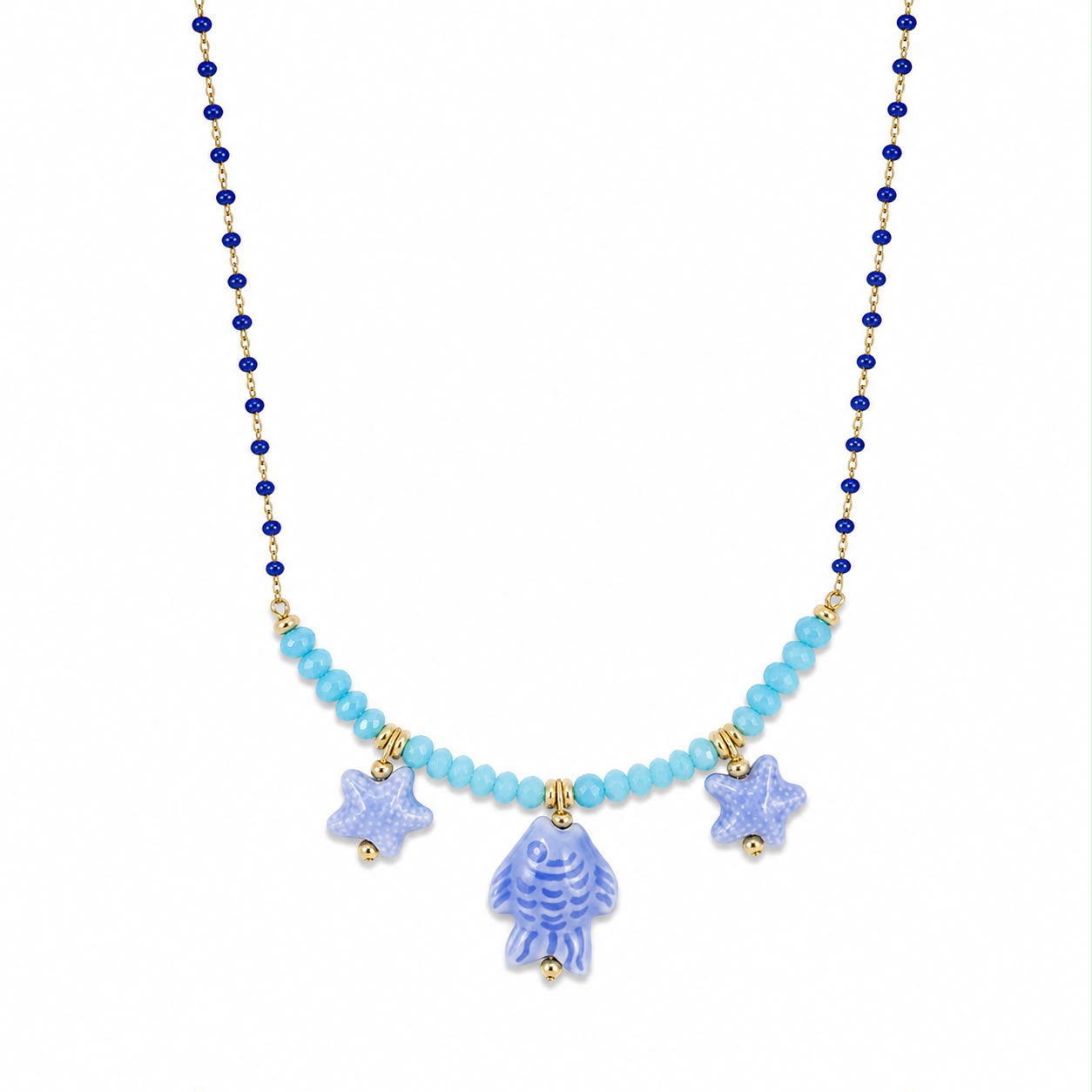 CL PERLINE BLU E PESCE CON STELLE CERAMICA