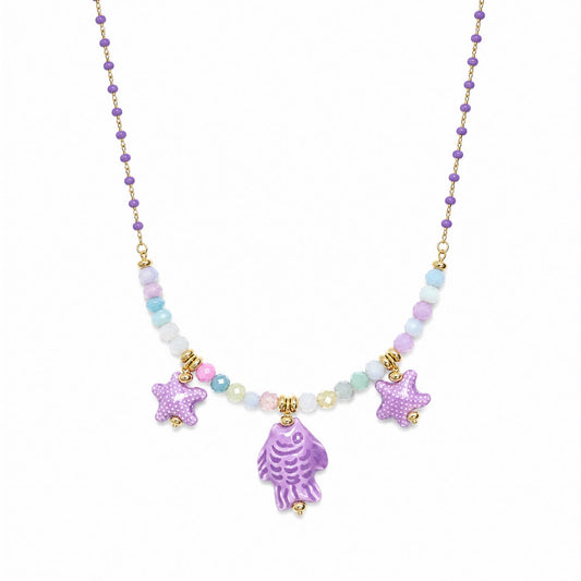 CL PERLINE VIOLA E PESCE CON STELLE CERAMICA