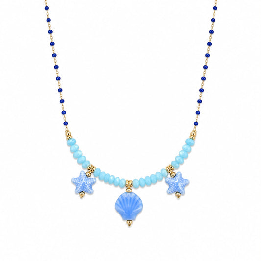 CL PERLINE BLU CONCHIGLIA E STELLE CERAMICA COLORATE