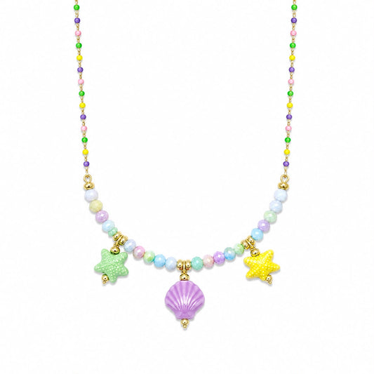 CL PERLINE MULTICOLORE CON STELLE E CONCHIGLIE COLORATE