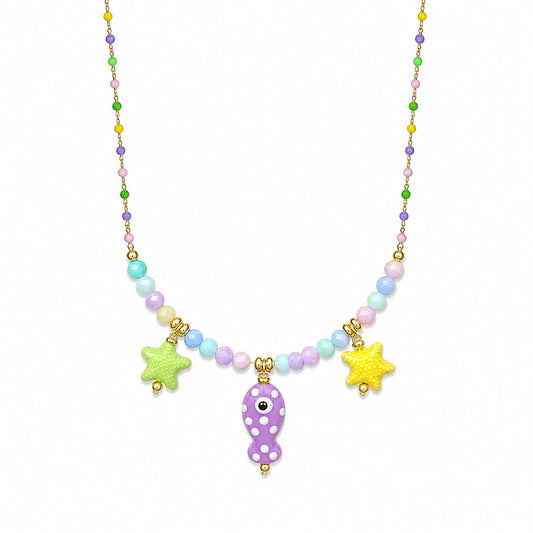 CL PERLINE MULTICOLOR CON STELLE E PESCE E PERLINE PASTELLO