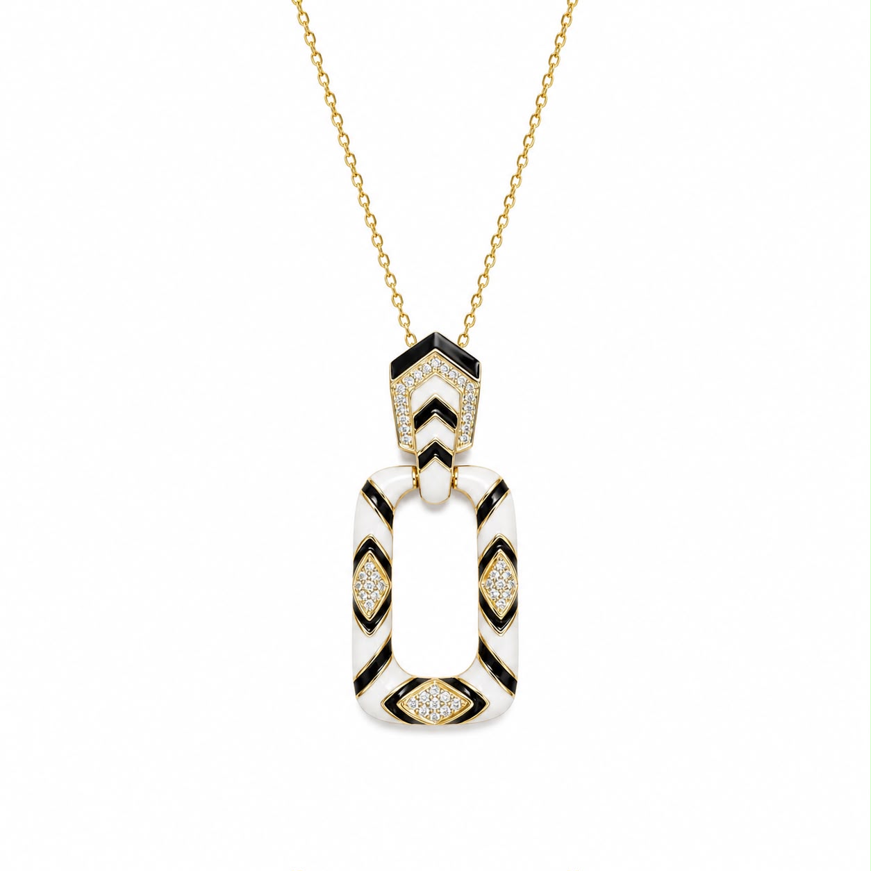 CL BRONZO PENDENTE SMALTO BIANCO NERO