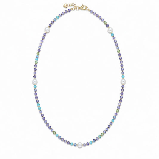 CL PERLINE VIOLA E AZZURRE CON 5 PERLE