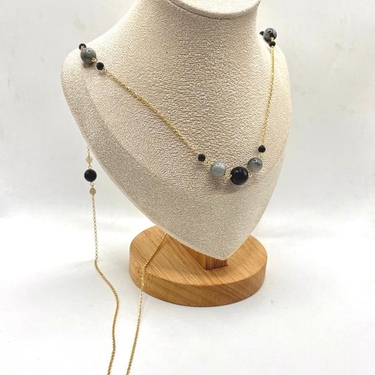 CL LUNGA SFERE NERE E GRIGIE