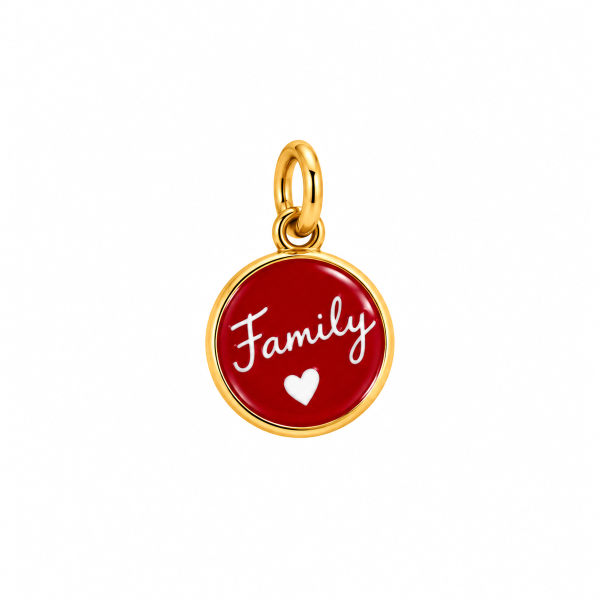 CN TONDO SCRITTA "FAMILY" SMALTO ROSSO