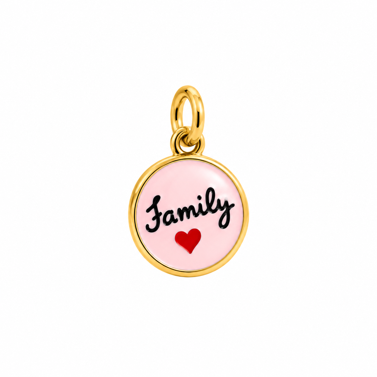 CN TONDO SCRITTA "FAMILY" SMALTO ROSA