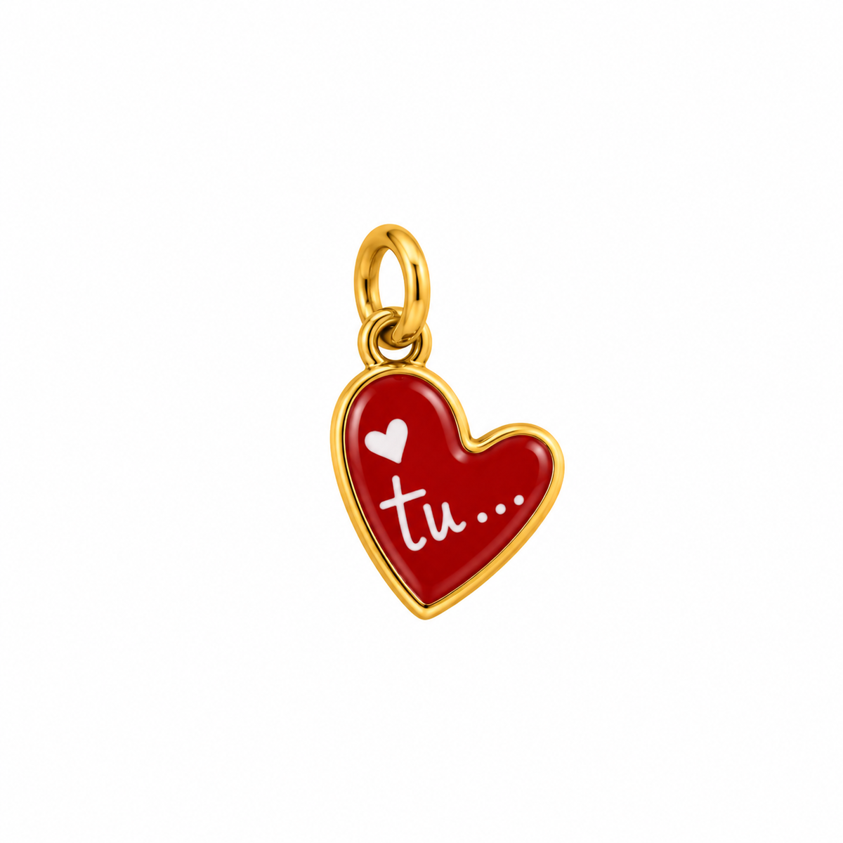 CN CUORE SMALTO ROSSO SCRITTA "TU"