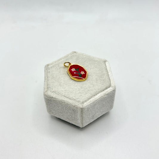 CN OVALE FIORI BIANCHI SMALTO ROSSO