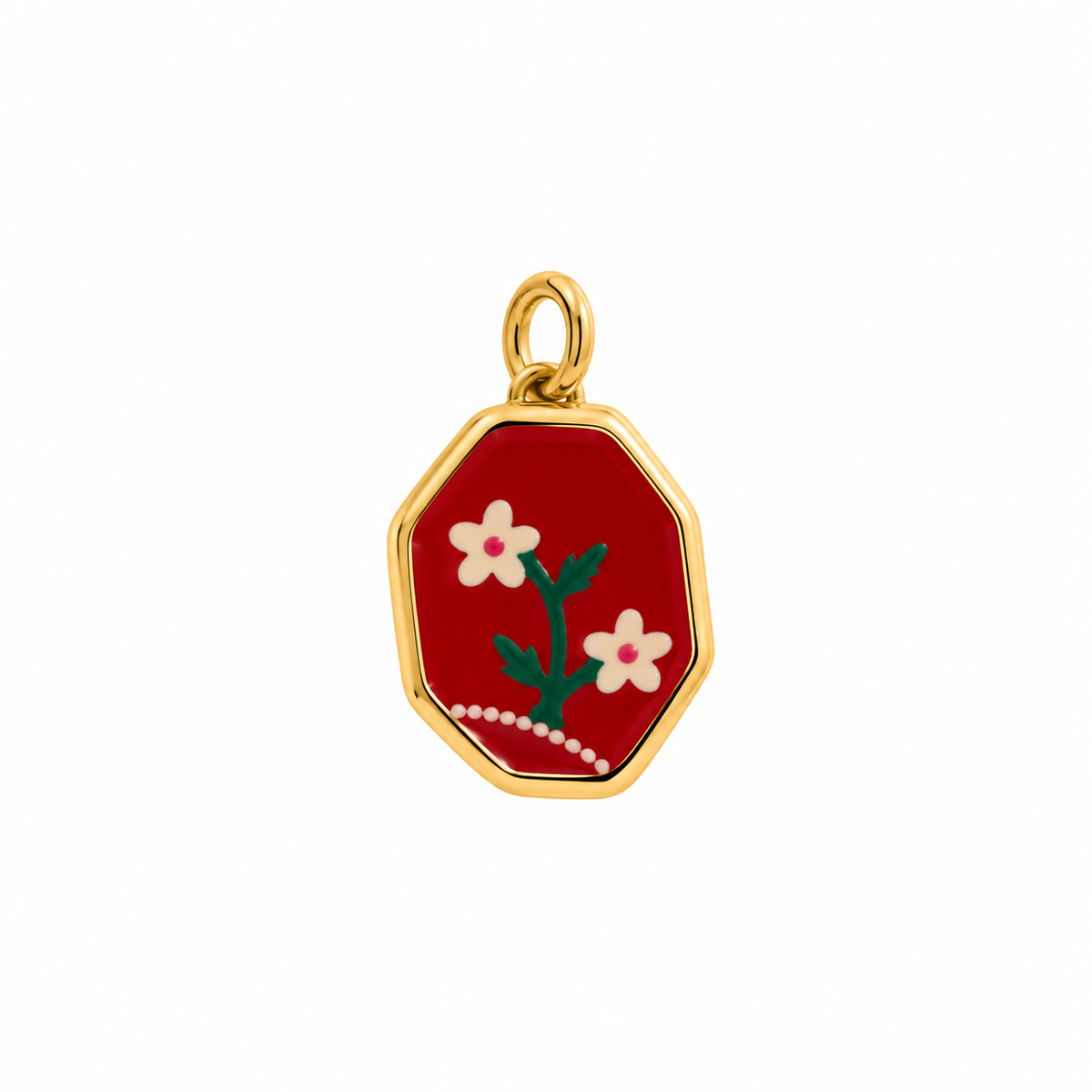 CN OVALE FIORI BIANCHI SMALTO ROSSO
