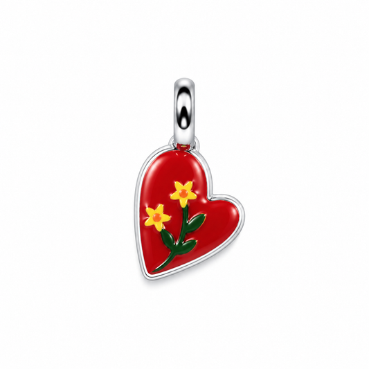 CN CUORE FIORI SMALTO ROSSO
