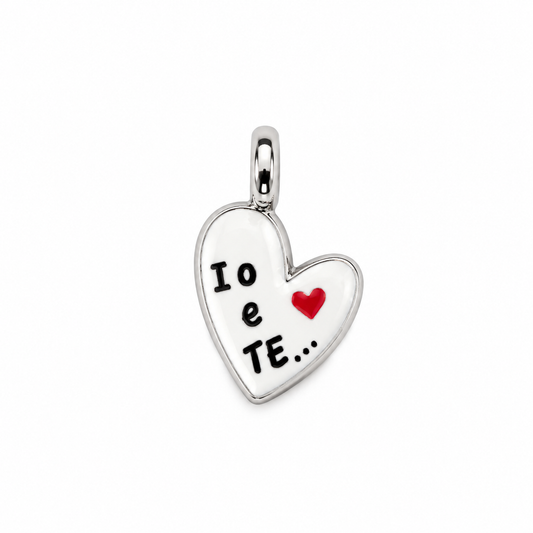 CN CUORE SCRITTA "IO E TE" SMALTO BIANCO