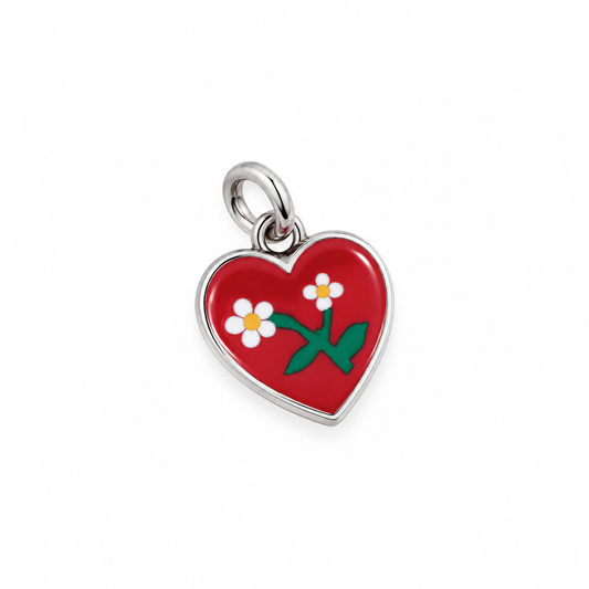 CN CUORE FIORE E SMALTO ROSSO
