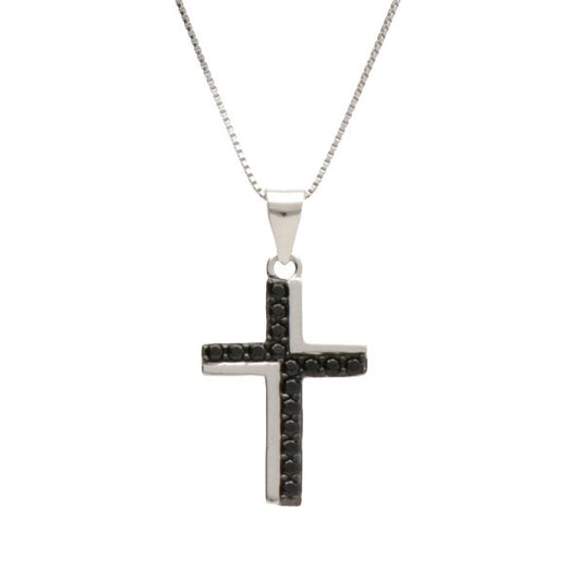 CN CROCE LISCIA E ZIRC NERI 1,8X1,4 CM
