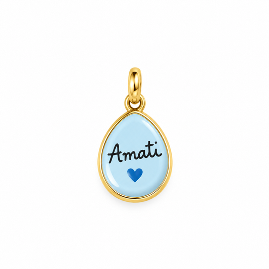 CN GOCCIA AZZURRA SCRITTA "AMATI"