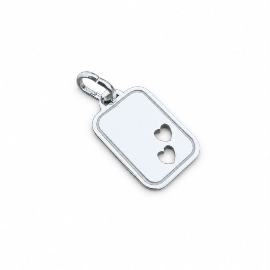 CN TARGA RETTANGOLARE 2 CUORI 1,7X1,2 CM