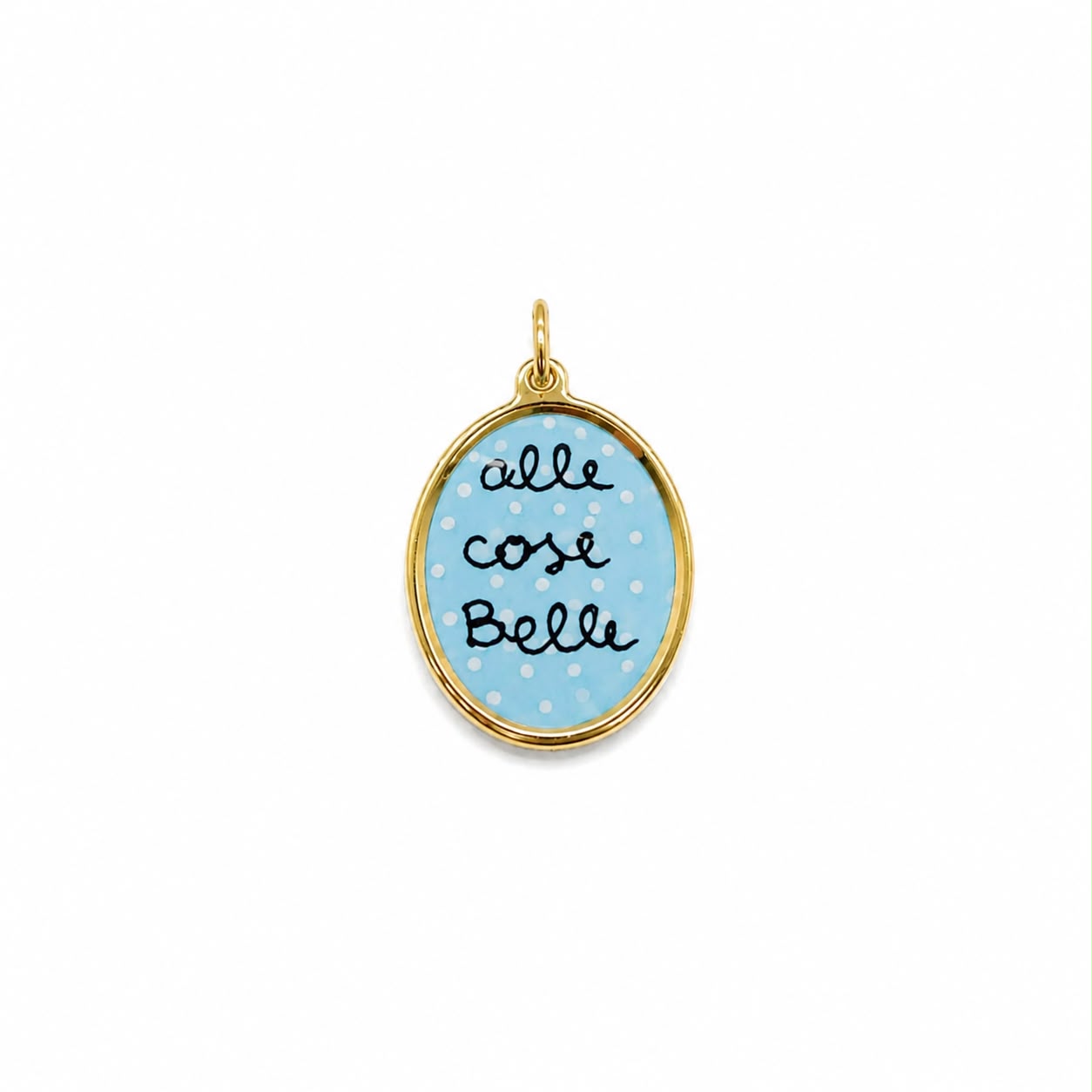 CN OVALE SCRITTA "ALLE COSE BELLE" CON POISE SFONDO AZZURRO