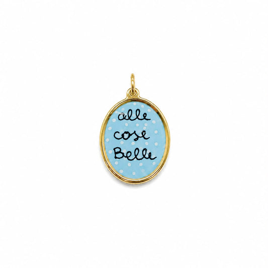 CN OVALE SCRITTA "ALLE COSE BELLE" CON POISE SFONDO AZZURRO