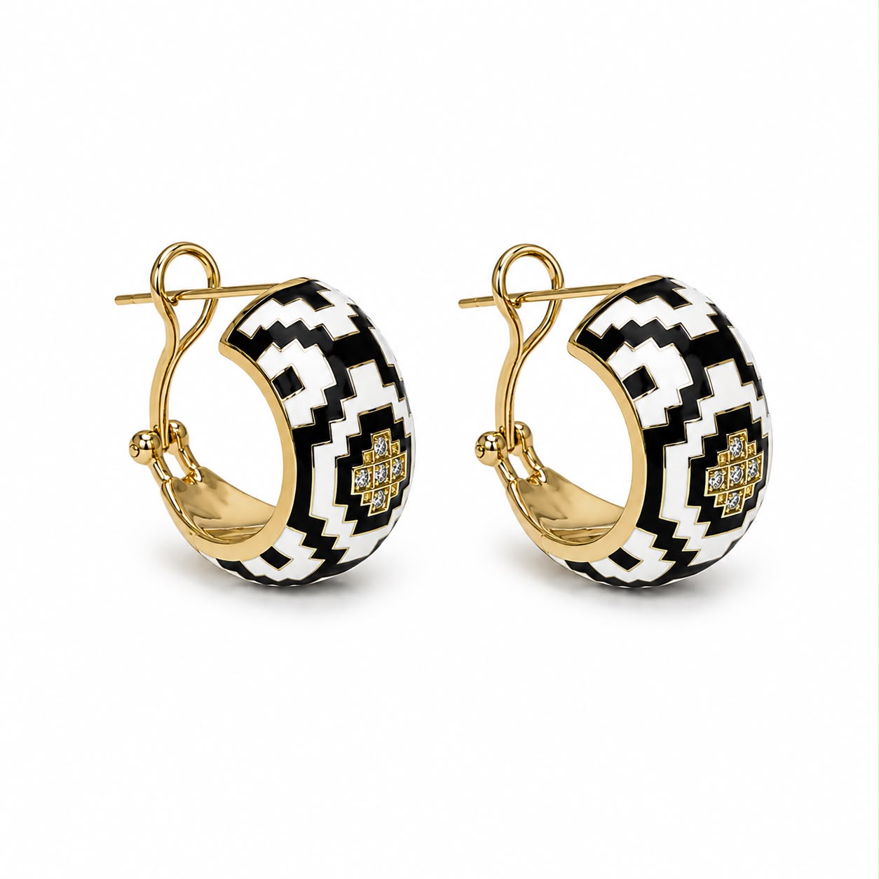 OR CLIP CERCHIO BRONZO FANTASIA BIANCO NERO