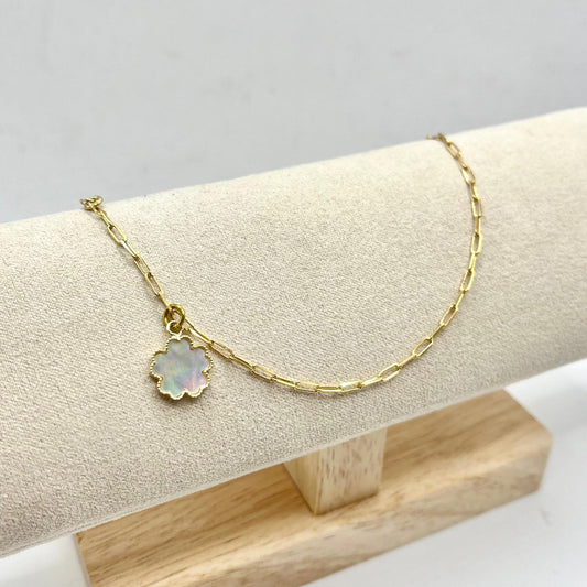 CAVIGLIERA CATENA E QUADRIFOGLIO SMALTO