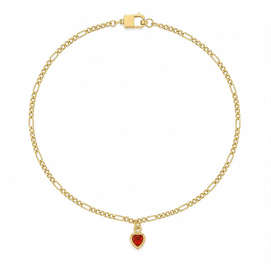 CAVIGLIERA GRUMETTA 3+1 SP 2 MM E CUORE PENDENTE ROSSO