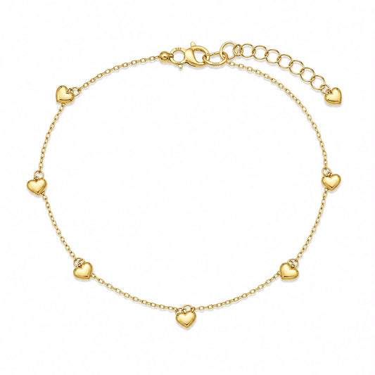 CAVIGLIERA CUORI LISCI PENDENTI