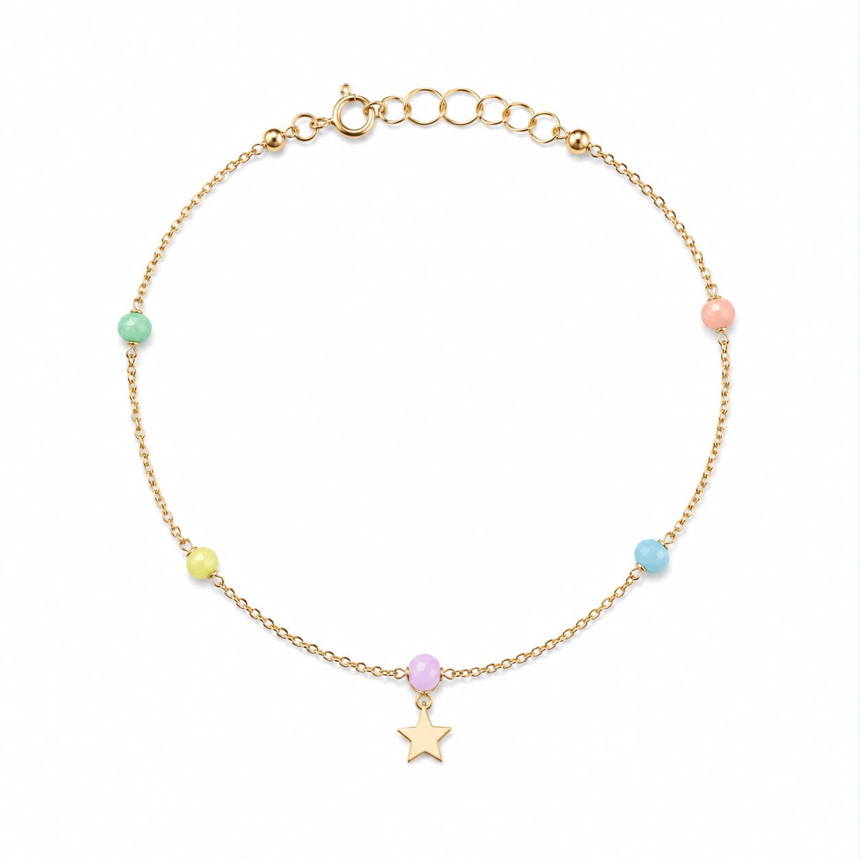 CAVIGLIERA PERLINE COLORATE E STELLA LISCIA