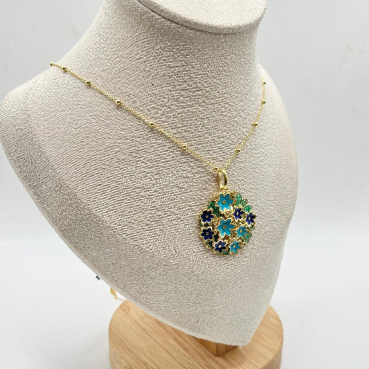 COLLANA CIONDOLO FIORI SMALTO