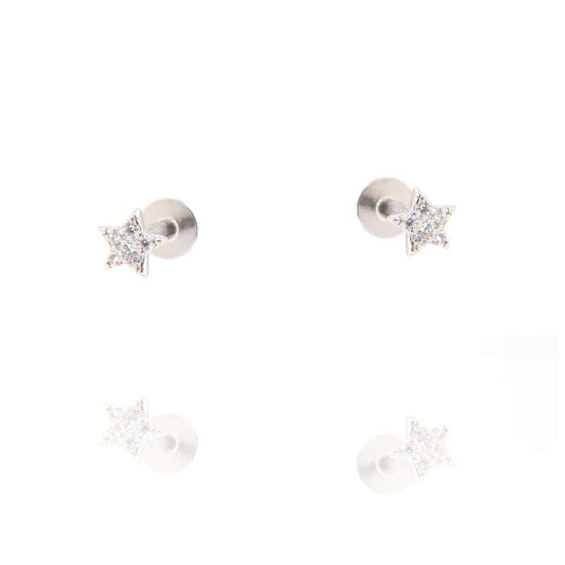 PIERCING STELLA ZIRC CHIUSURA A VITE PIATTA