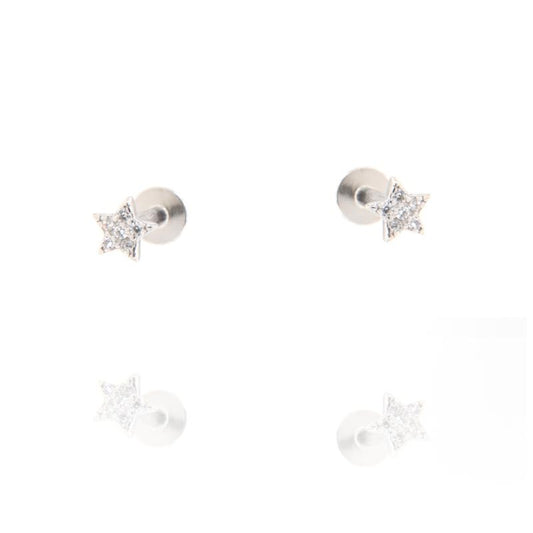 PIERCING STELLA ZIRC CHIUSURA A VITE PIATTA