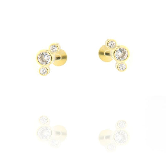 PIERCING 3 ZIRC CIPOLLINA CHIUSURA A VITE PIATTA