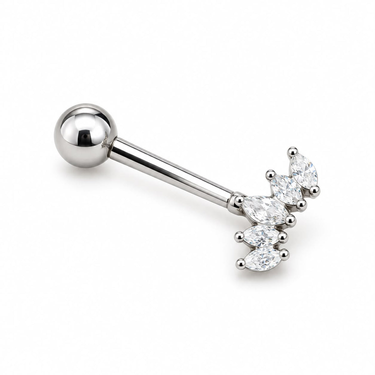 PIERCING OMBELICO ARCO ZIRCONI, LUNGHEZZA 2 CM, PALLINA 5 MM, ARCO 9X4MMM