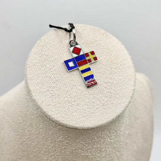 CROCE SMALTO IN ARGENTO