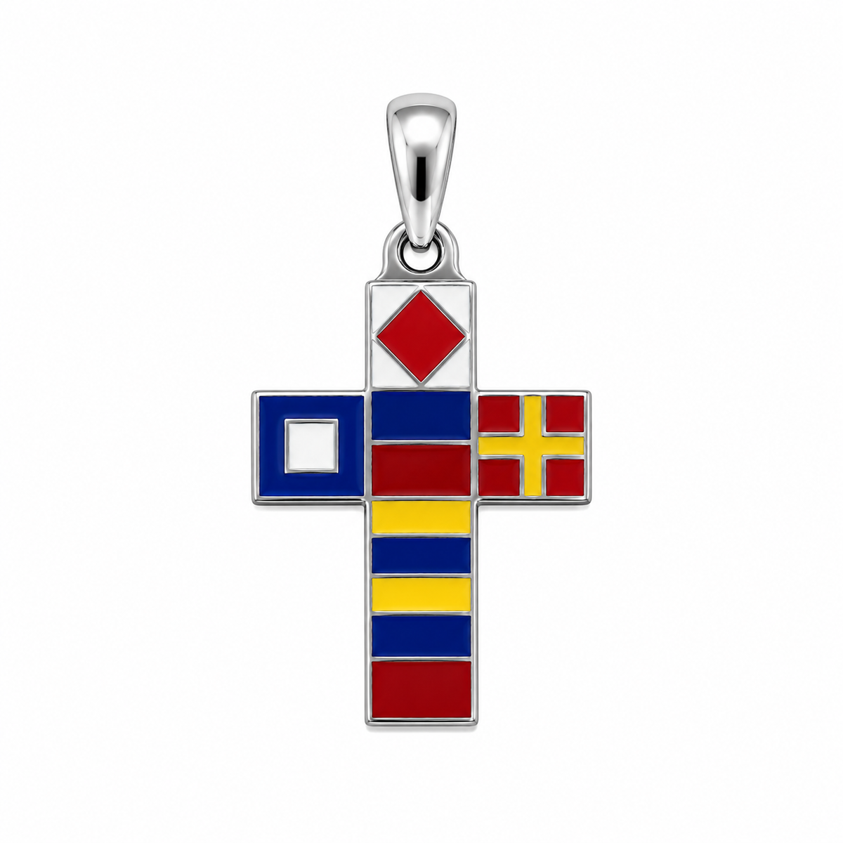CROCE SMALTO IN ARGENTO