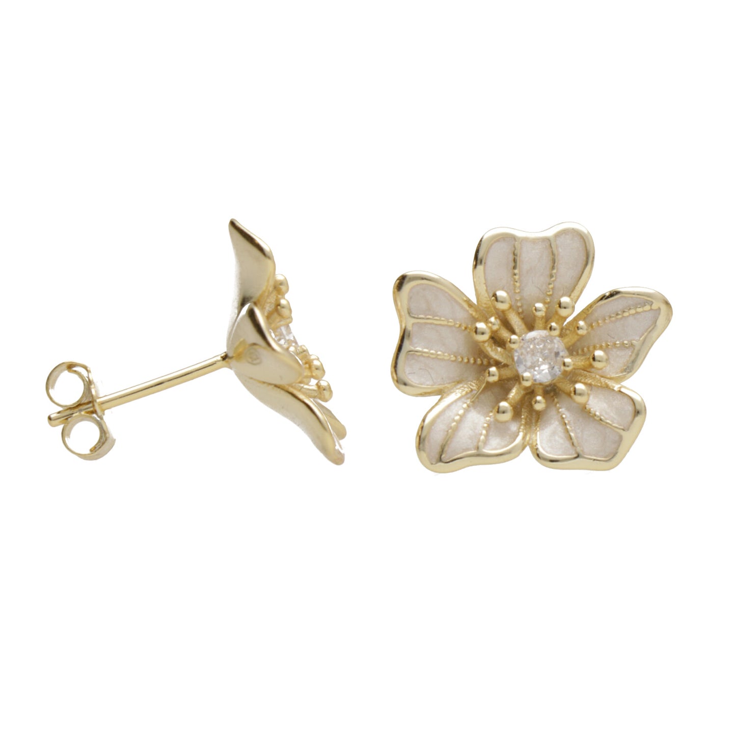 OR FIORE SMALTO CON ZIRC CENTRALE